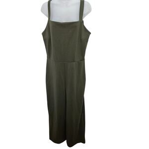 GAP Olive Green Sleeveless Wide Leg Jumpsuit Women’s L Preppy Square Neck Casual